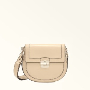 Sac Bandoulière Furla CLUB 2 Femme Beige | 8463-NOJXM