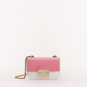 Sac Bandoulière Furla METROPOLIS Femme Rose Blanche | 9247-BJZSC