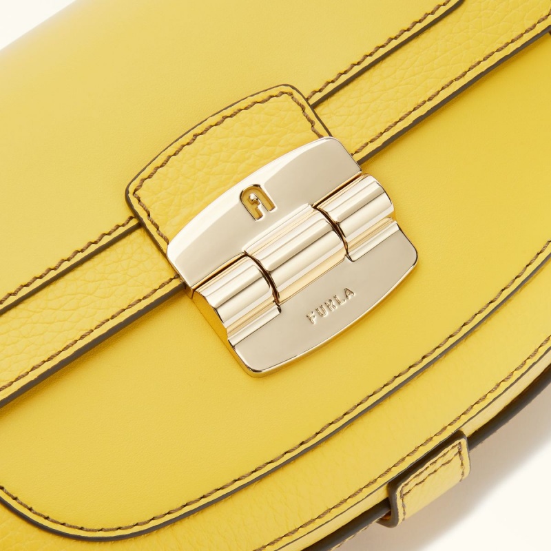 Sac Bandoulière Furla CLUB 2 Femme Jaune | 5061-TOMVK