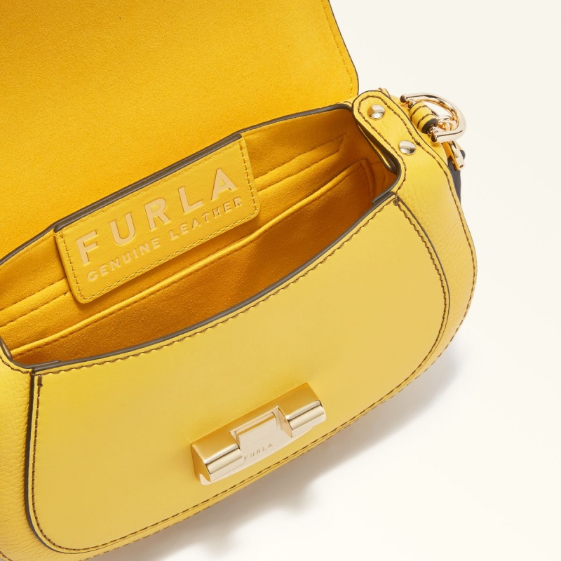 Sac Bandoulière Furla CLUB 2 Femme Jaune | 5061-TOMVK