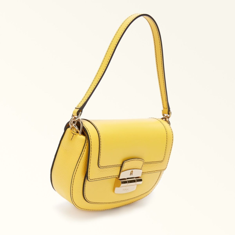 Sac Bandoulière Furla CLUB 2 Femme Jaune | 5061-TOMVK