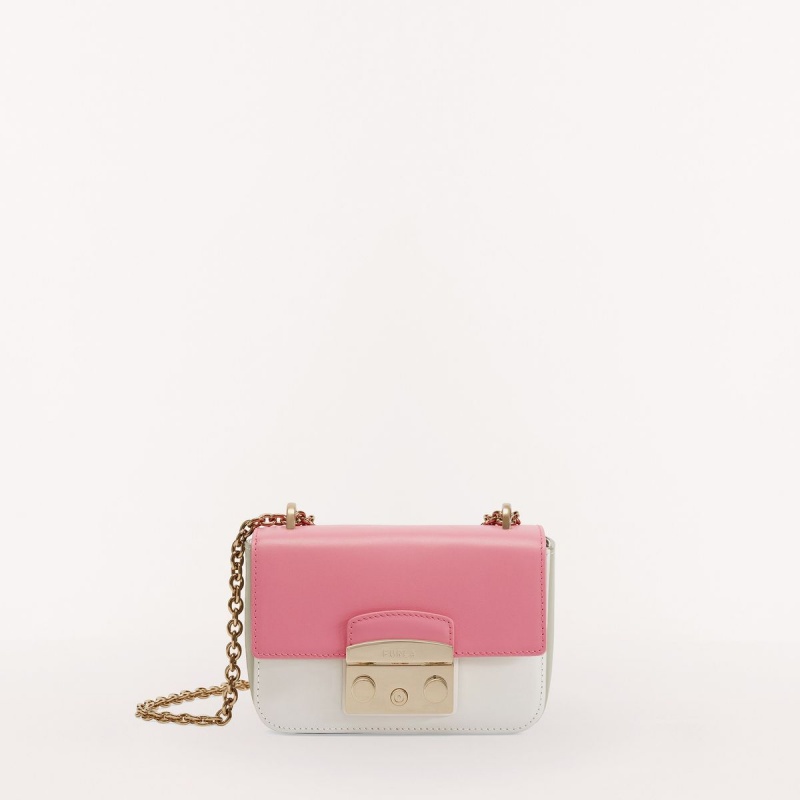 Sac Bandoulière Furla METROPOLIS Femme Rose Blanche | 9247-BJZSC