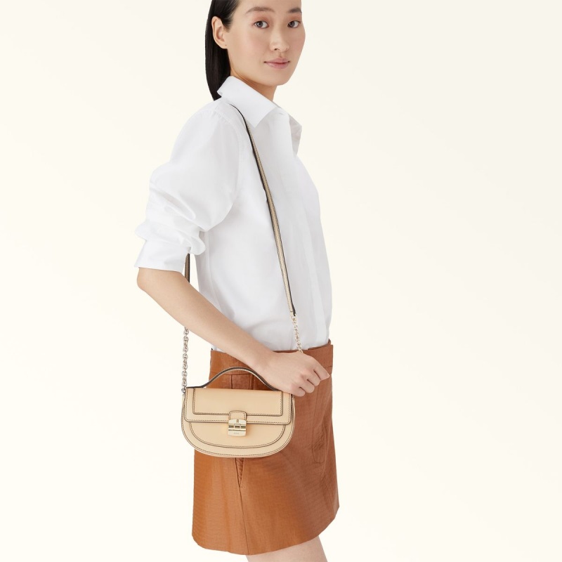 Sac Mini Furla CLUB 2 Femme Beige | 9714-GEWUN