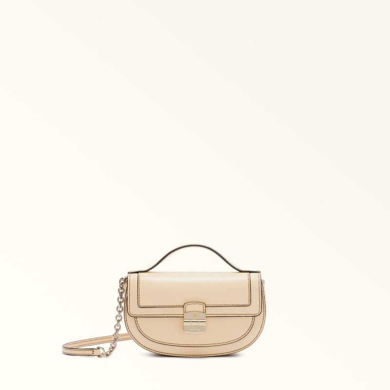 Sac Mini Furla CLUB 2 Femme Beige | 9714-GEWUN