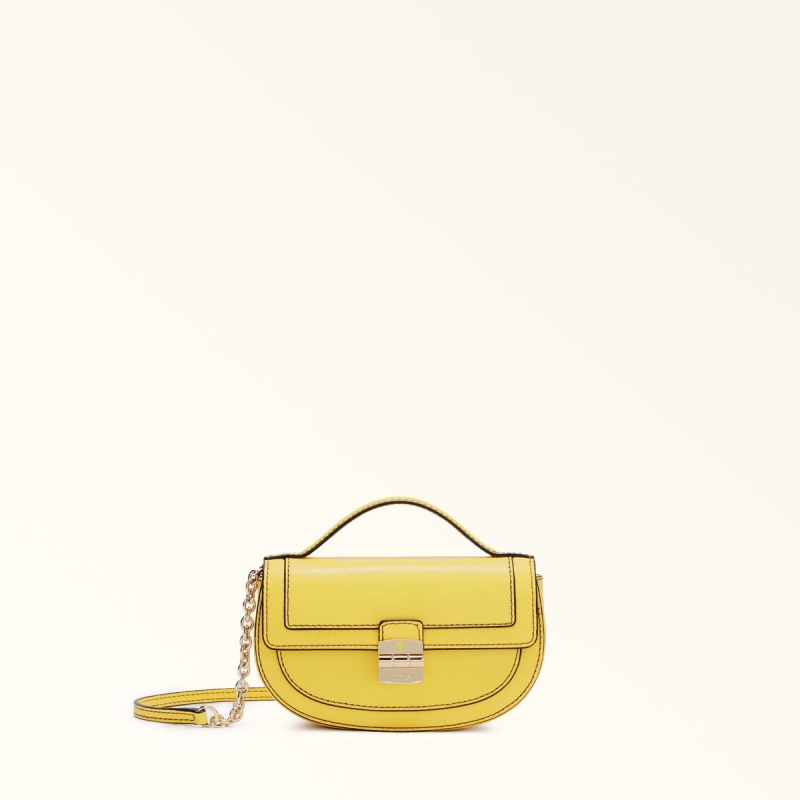 Sac Mini Furla CLUB 2 Femme Jaune | 3698-RSUOB