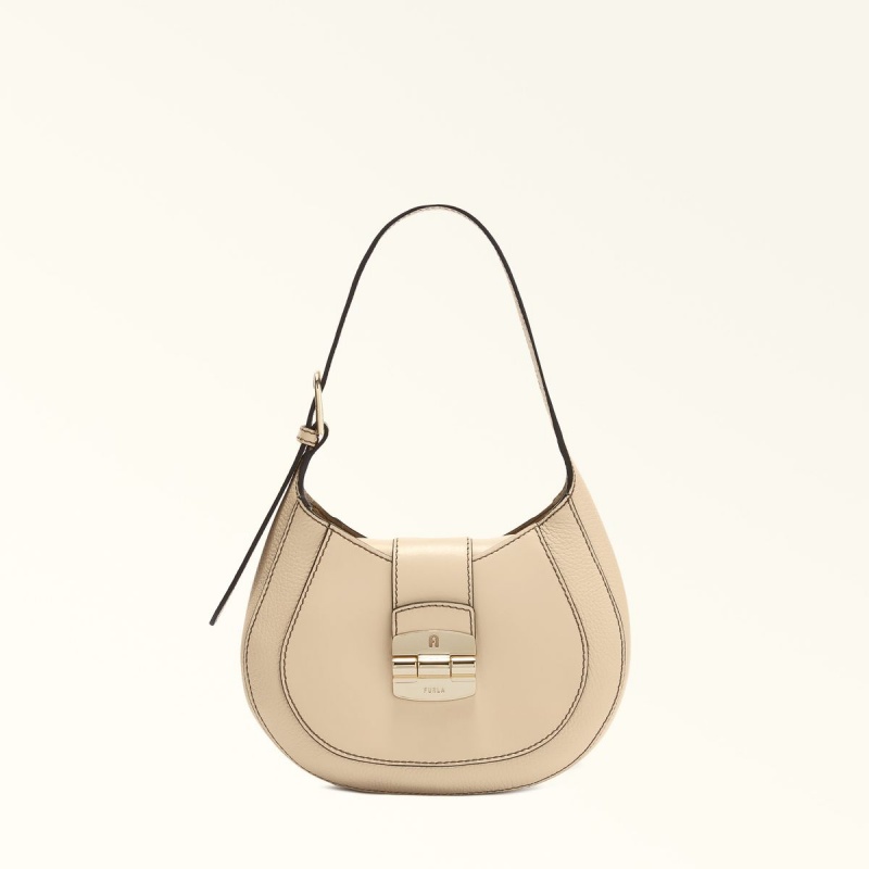 Sac Porté Épaule Furla CLUB 2 Femme Beige | 4631-WKMDL