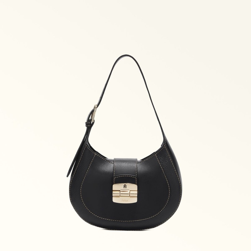 Sac Porté Épaule Furla CLUB 2 Femme Noir | 2657-OBSJG