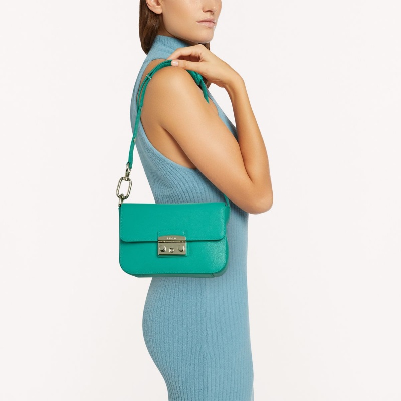 Sac Porté Épaule Furla METROPOLIS Femme Turquoise | 5684-FQRHD