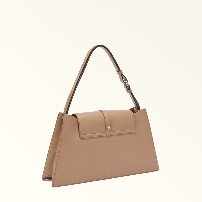 Sac Porté Épaule Furla NUVOLA Femme Cafe | 7258-UXSPD