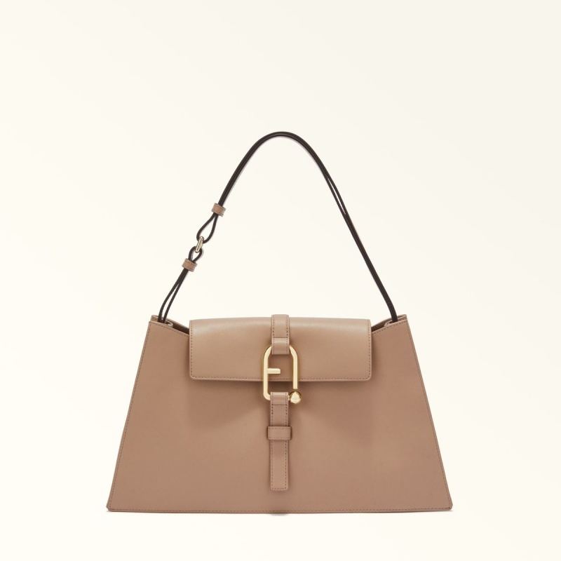 Sac Porté Épaule Furla NUVOLA Femme Cafe | 7258-UXSPD