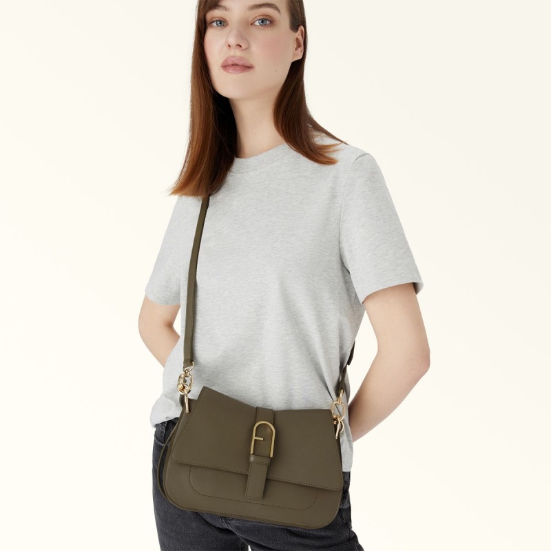 Sac a Main Furla FLOW Femme Vert Olive | 6710-XNAMP